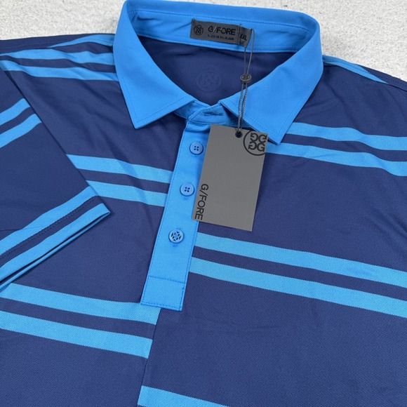 G/FORE Other - G/Fore Golf Polo Shirt Men's 2XL Blue Offset Stripe Logo G4MF22K51
